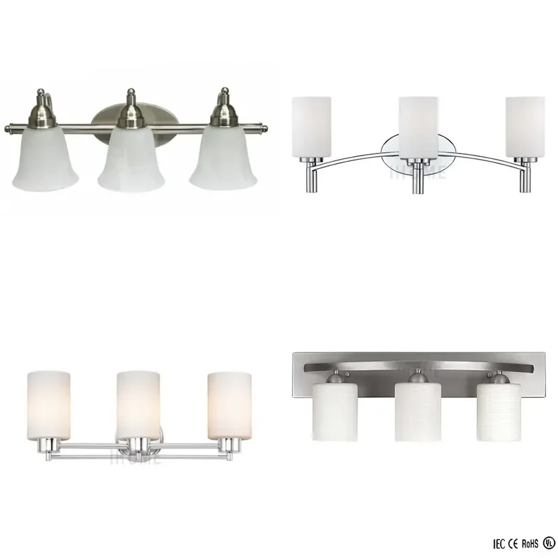 for Bathroom Makeup Lamp White or Black Glass and Chrome Contemporary Vanity Light