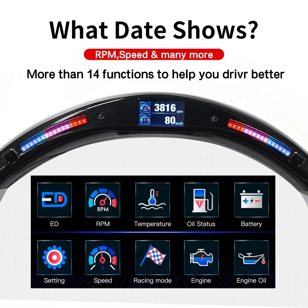 LED Performance Steering Wheel Galaxy Pro Display Compatible for Renault 100% Real Carbon Fiber Alcantara Leather