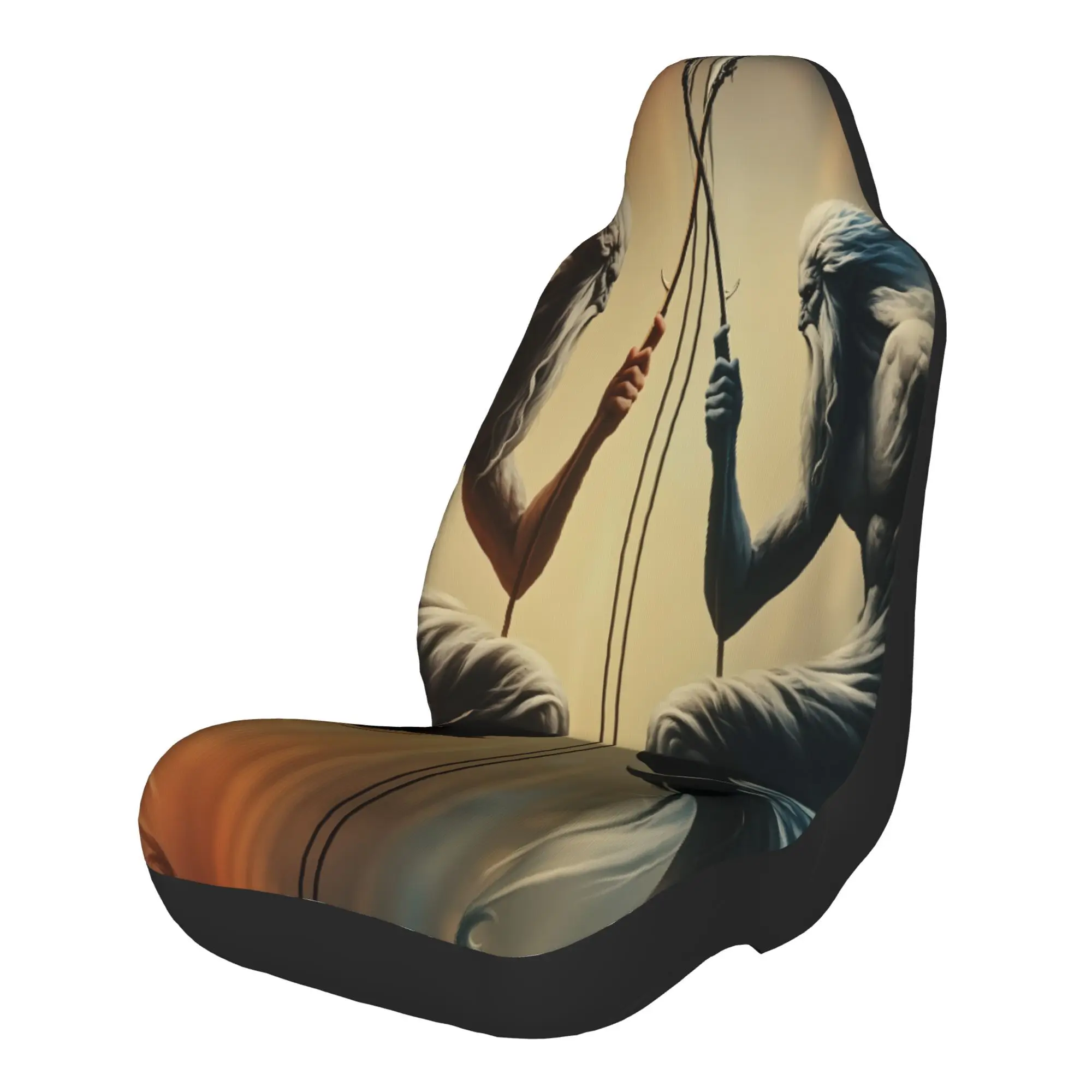 2pcs Two Ethereal Beings Clash With Spears In A Fiery, Mystical DuelCar Seat Covers, Suitable For All Vehicles, Christmas Gifts