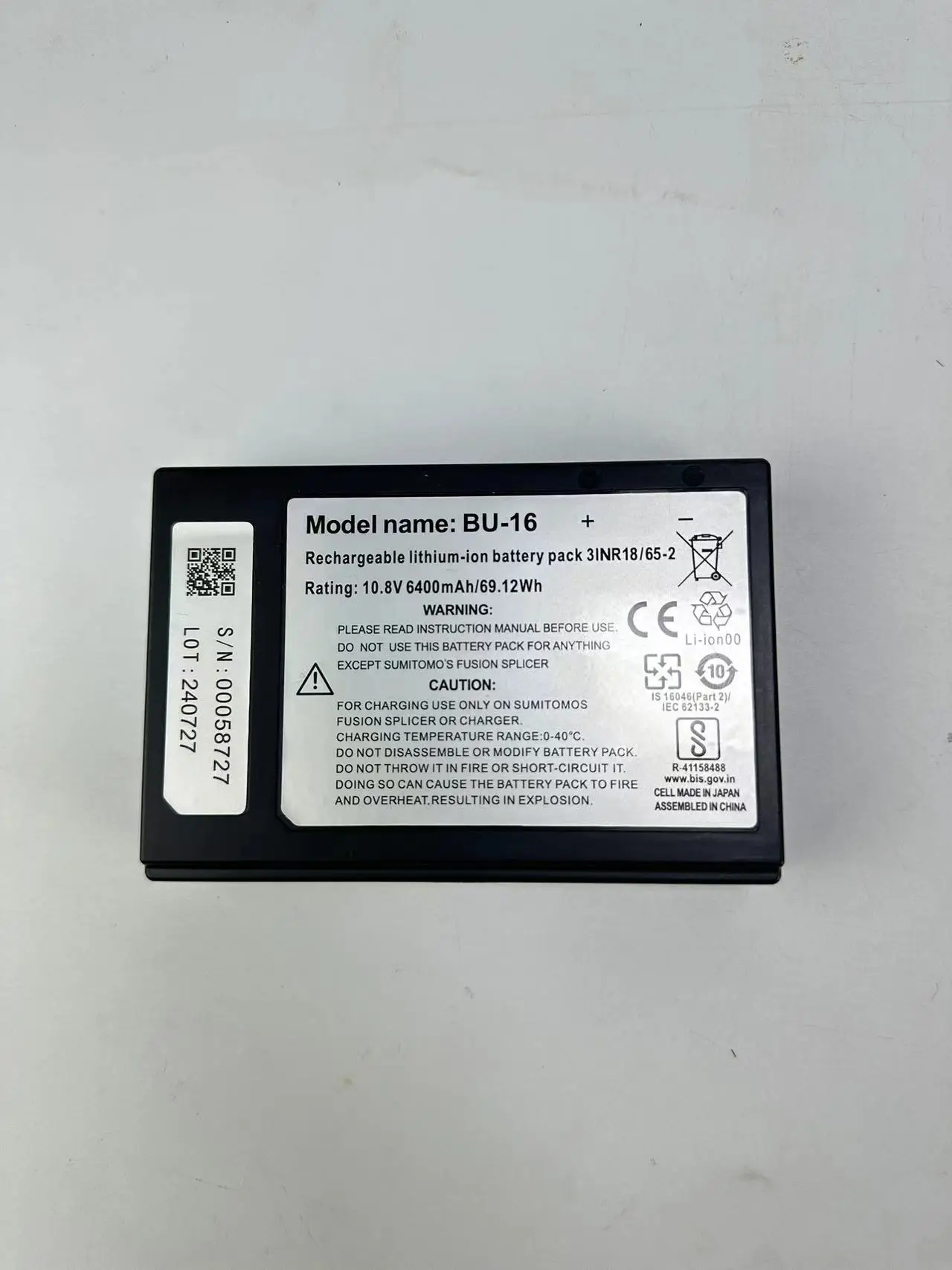 Original  BU-16 battery for Sumitomo TYPE-81C,T-400S,T600C,T400S+,T81M12, Z1C Fusion Splicer