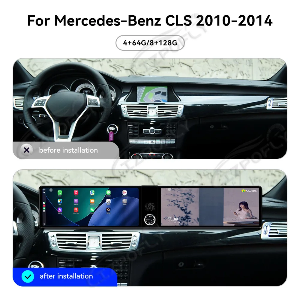 

12.3 Inch Dual Screen Car Radio Android For Mercedes Benz CLS 2010-2014 CarPlay Multimedia Video Player GPS Navigation Head Unit