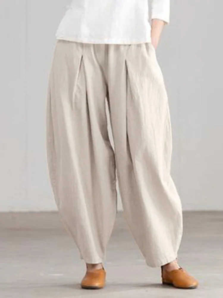 

Harlan Wide Leg Pants for Women, Cotton and Linen, Simple and Casual, Elastic Waist, Summer, 2024