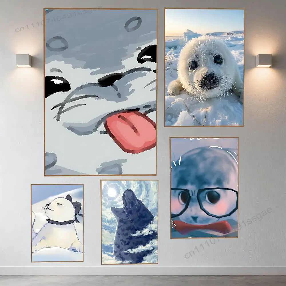 

Cartoon Seal Sea Cute Poster Wall For Sticky Decoration Waterproof Home Living Room Bedroom Bar