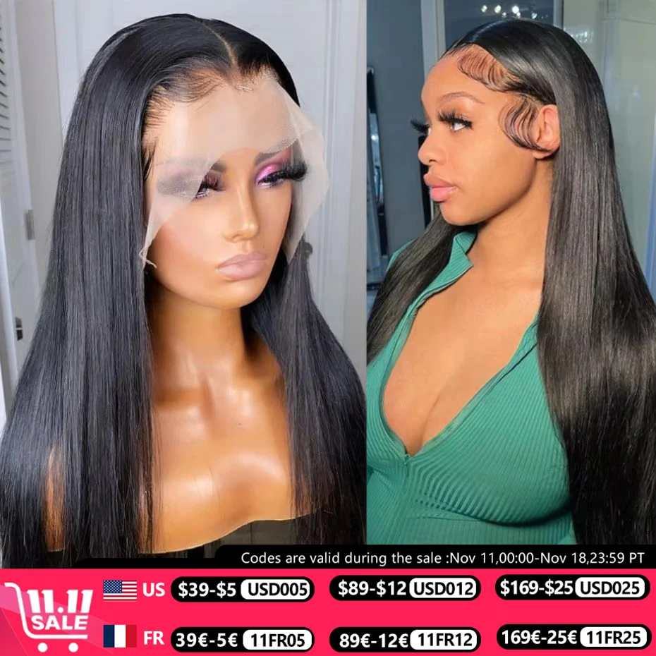 Brazilian Bone Straight 13x4 13x6 Transparent Lace Front Human Hair Wigs 32 34 Inch Pre Plucked Hair For Women Lace Closure Wig