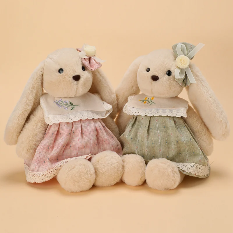 Kawaii Wald Fufu Kleines Kaninchen Plüschkleid Tierpuppe Braun Weiß Spielzeug Kissen Kissen Geschenk für Kinder