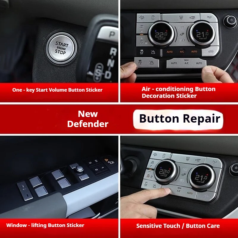 For Defender 90/110/130 Center Console AC Control Patch, One‑Click Start Decor Sticker Interior Modification Trim Accessories