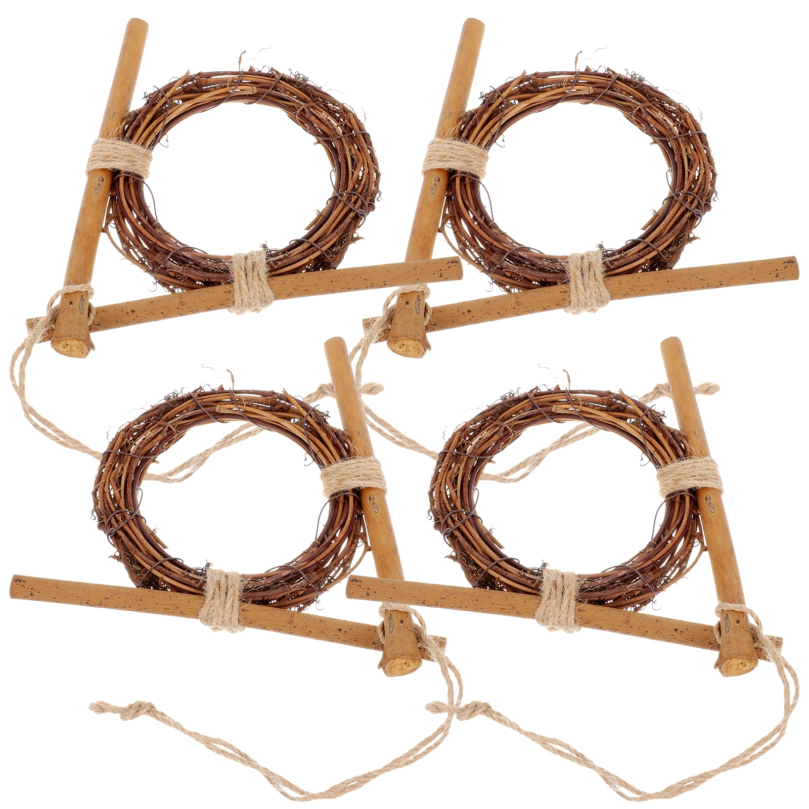 

4 Pcs Vine Ring Home Decor Simple Wall Hanging Rattan Frame Wreath Dried Branch Showcase Pendant Indoor Outdoor Natural