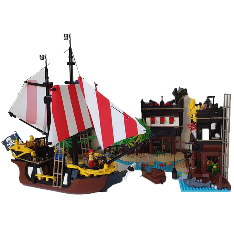 Mittelalter liche Serie modulares Gebäude Moc Piraten von Barracuda Bay Modell technische Ziegel Montage Kinder Spielzeug Geschenke Teile