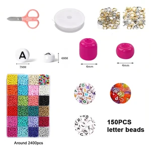 Friendship Bracelet Granules, Glass Granule Kit with Letter to make jewelry, 4mm, 150pcs, 3000pcs 8 Main Sales Beat Kit - №8