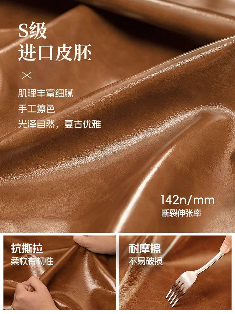 أريكة كهربائية فرنسية كلاسيكية لغرفة المعيشة قابلة للتعديل وقابلة للسحب ومسند ظهر عالي وسرير أريكة من الجلد الشمعي الزيتي القديم #4