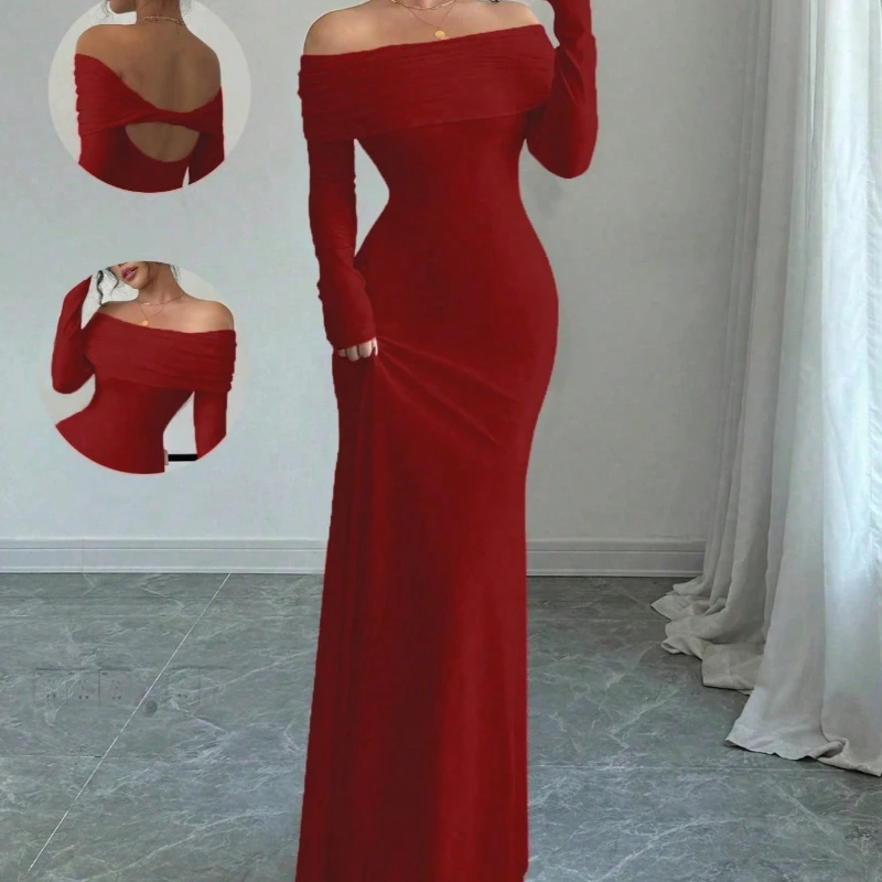 Sukienki damskie, biała suknia ślubna, wiosna-jesień, na jedno ramię, dopasowana, z odkrytymi plecami, seksowna, podkreślająca biodra, eleganckie sukienki damskie, vestidos.