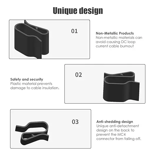 For 2-6mm Wires Solar Cable Clips For Outdoor Exposure Fire Risk Prevention UV-resistant PA66 Temperature-stable
