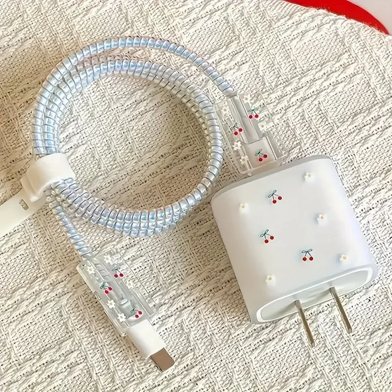 

5 шт., защита кабеля зарядного устройства Cherry Blossom для защиты кабеля зарядного устройства iPhone, кабель зарядного устройства для iPhone