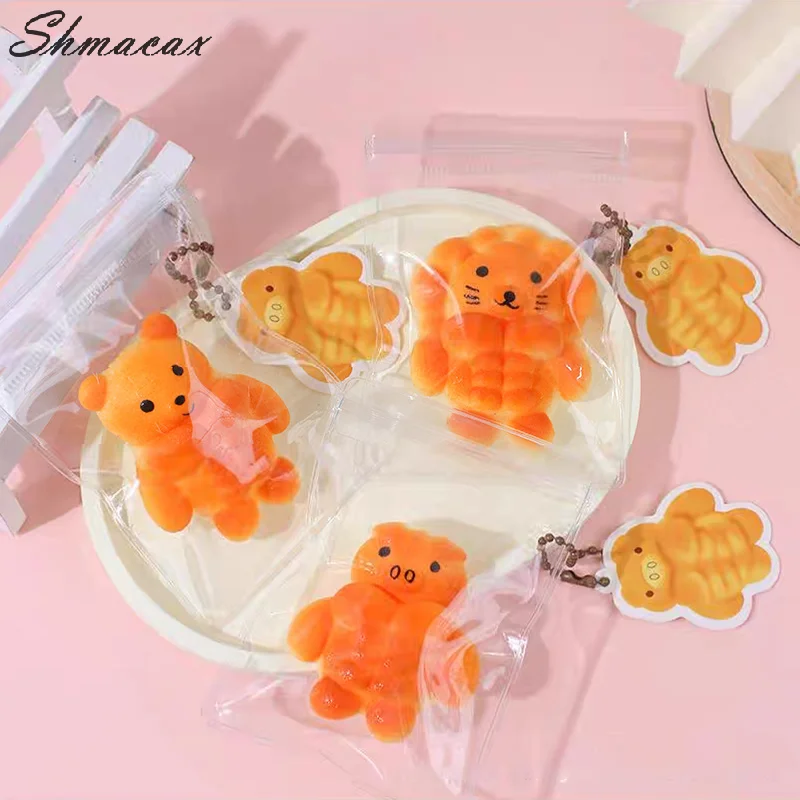 Abdominal Muscles Bear Pinching Keychain Muscle Lion Mochi Squishy Fidget Toy Slow Rebound Decompression Toy Stress Release Toy