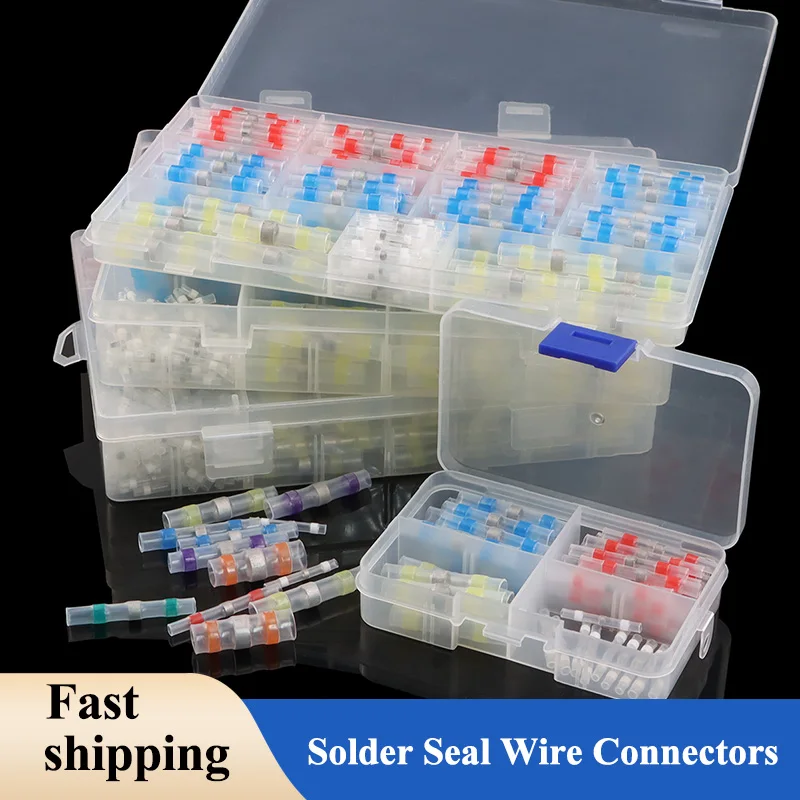 Solder Seal Wire Connectors Boxed Connectors Kit Heat Shrink Sealed Insulated Butt Splice Terminal Waterproof Shrinkable Sleeve