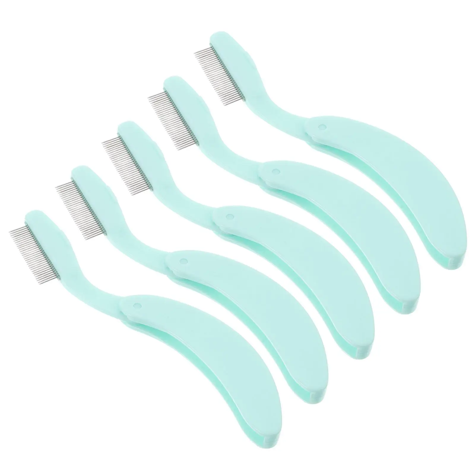 

5 Pcs Eyelash Comb Beauty Tools Foldable Steel Needle Separator Eyebrow Trimmer Scrapers for Women Men Mascara Comb