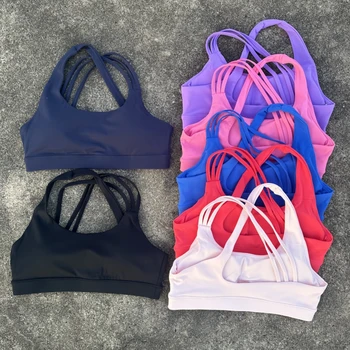 Solid Color high strength cross shoulder strap Gym GYM underwear Women Fitness Sport Bra…