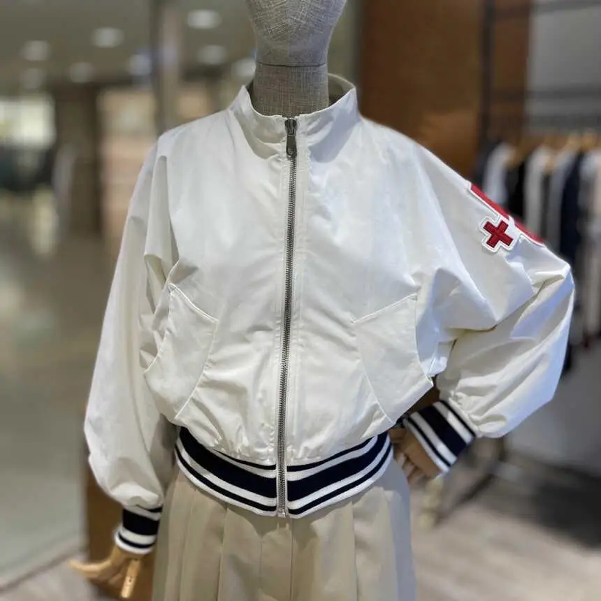 

Spring Autumn ort Sle Baseball Jaet Women's Bla Coat White Bat Sve Stand Collar Casual Outerwear Commute Faion