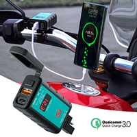 PD QC3.0 Motorcycle USB Charger Waterproof 12V Power Supply Adapter with Switch Voltmeter Socket SAE To USB Type-C Phone Charger