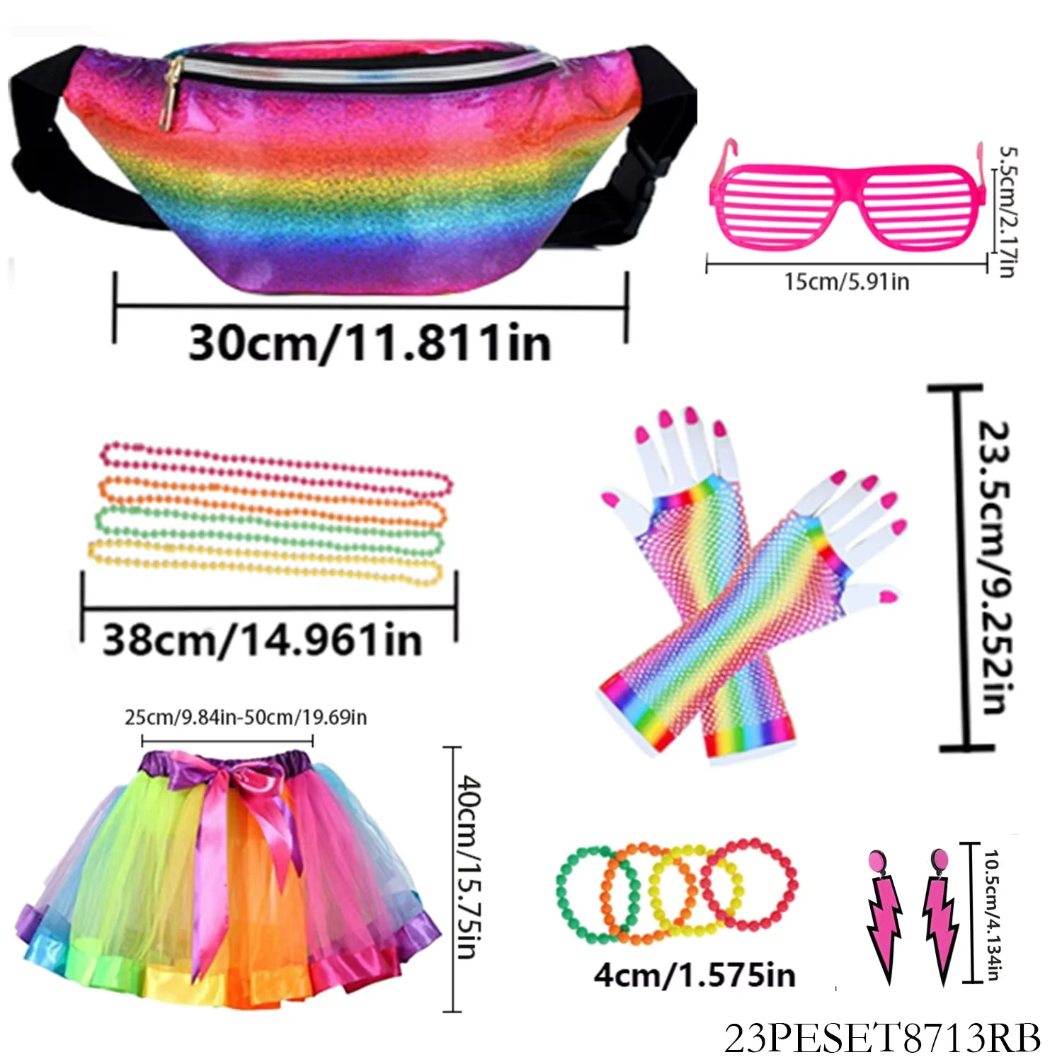 Zestaw akcesoriów do przebrania PESENAR w stylu lat 80.