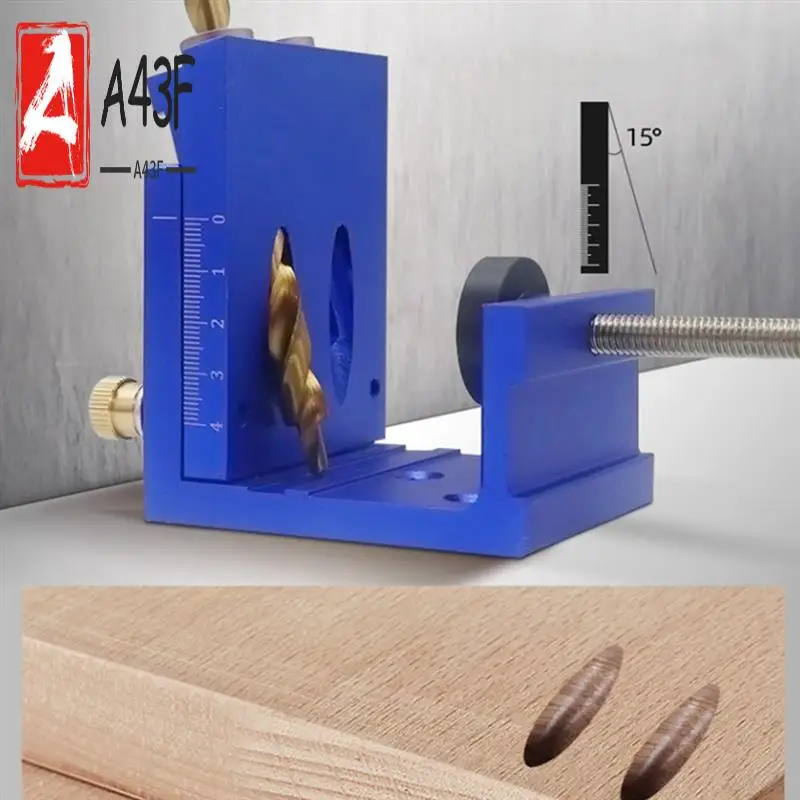 

A43F-Pocket Hole Drill Guide Dowel Jig, Aluminium Oblique Hole Locator Drilling Kit Woodworker DIY Tools With 9Mm Drill Bit Dura