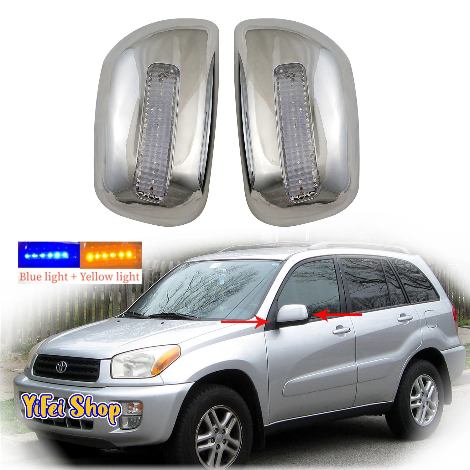 

Modern Design Car ABS Chrome Rearview Accessories Trim For Toyota RAV4 RAV 4 2001 2002 2003 2004 2005 Door Mirror Cover With LED