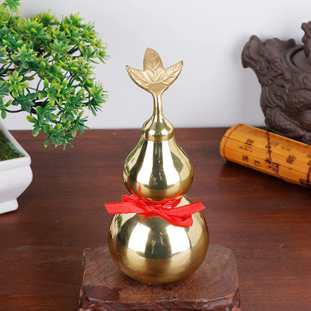 

Brass Gourd Statue Elegant Chinese Style Home Decor for Wealth and Prosperity Vintage Tabletop Ornament Housewarming Gift