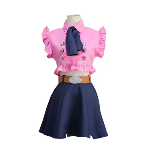 Cosplay Costume Anime The Deadly Sins Liones Elizabeth Women White Pink Dress Short Skirt jk;6