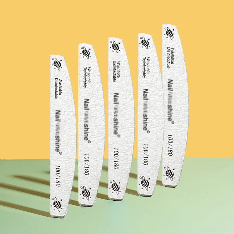 5/10 pçs arquivo de unhas 100/180 amortecedor de madeira lixa profissional unha gel polonês forte grosso cinza lixar manicure ferramenta