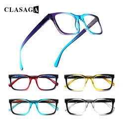 CLASAGA Reading Glasses Men and Women HD Prescription Eyeglasses with Square Frame Spring Hinge Stylish Decorative Eyewear