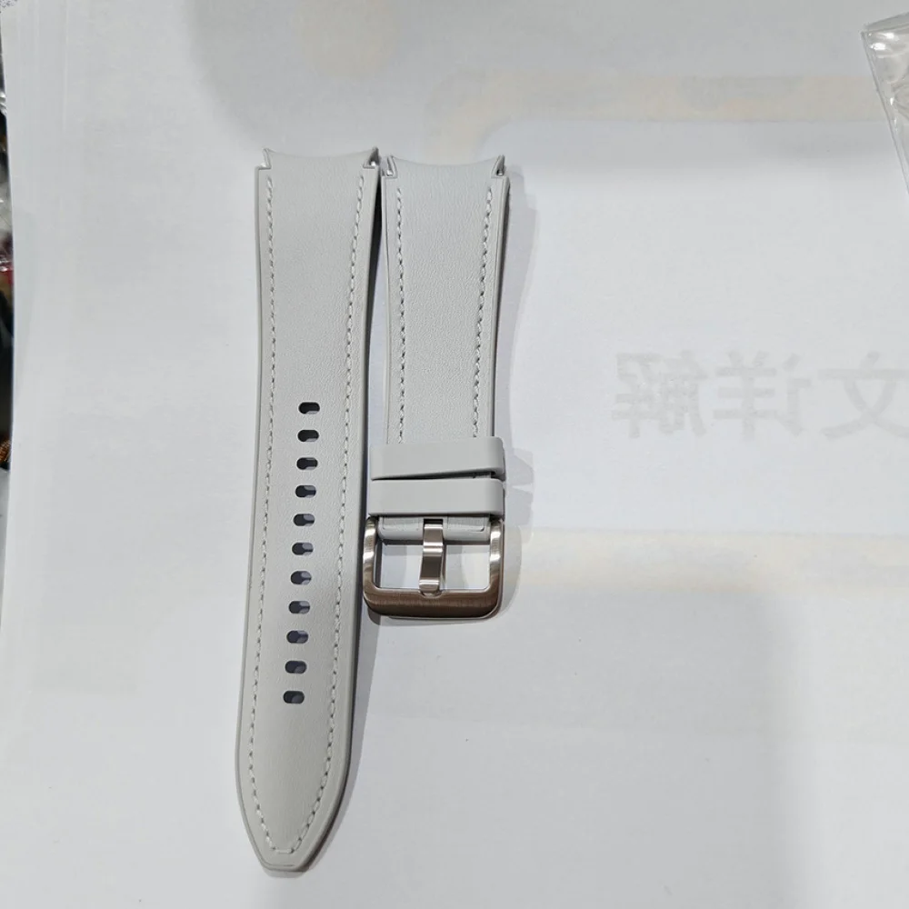 S/M, M/L Watch Strap for Samsung Watch 6classic Gray Eco Leather Duplex Band Watch Accessories