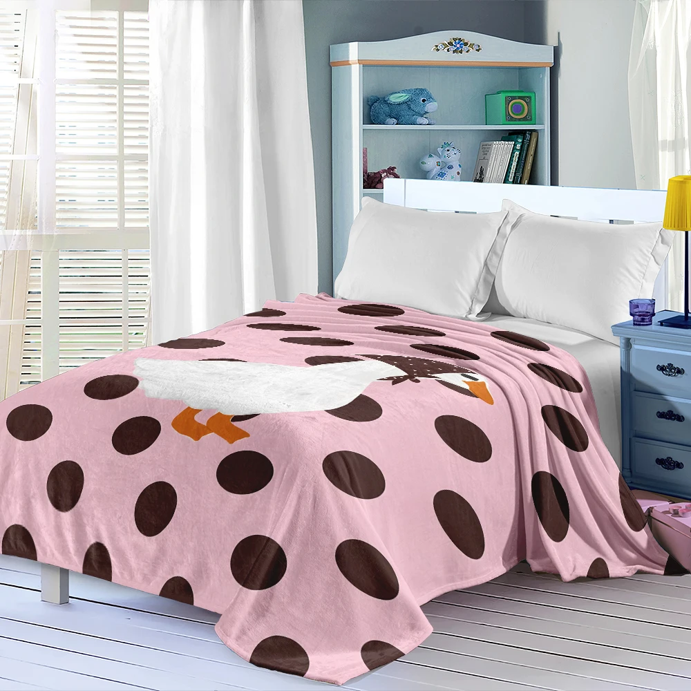 Pink Dots Goose Headscarf Flannel Blanket Perfect For Sofa Office Bed Travel Sleep Read Relax Camping Four Season Use