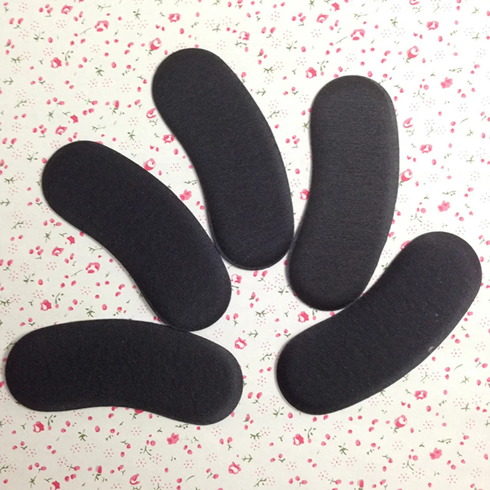 5 Pair Heel Grips Heel Liner Cushions Self Adhesive Sponge Heel Insole Cushions Pads Stickers (Black)