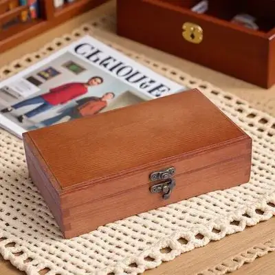

Pine Wood Pencil Storage Box Practical Stationery Organizer Oblong Holder Case Portable for Pen Manicure Makeup Brush