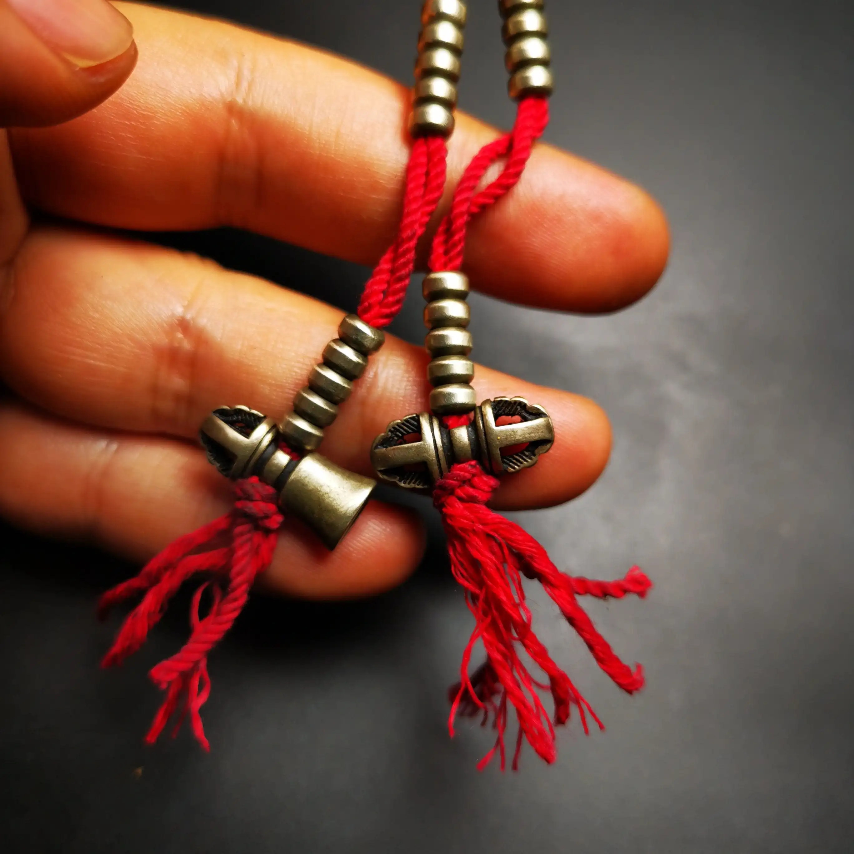 Gandhanra Handmade Tibetan Buddhist Mala Counters,Prayer Bead Counters,with Dorje and Vajra Pendant,Made of White Copper