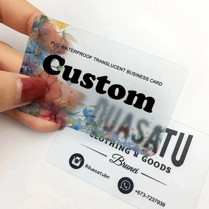 Tarjetas de Visita de PVC Transparente Personalizadas, Impresión a Color, Logotipo y Texto Personalizados, Tarjeta de Agradecimiento, Diseño Gratuito, 0.38mm, 20-500 Unidades