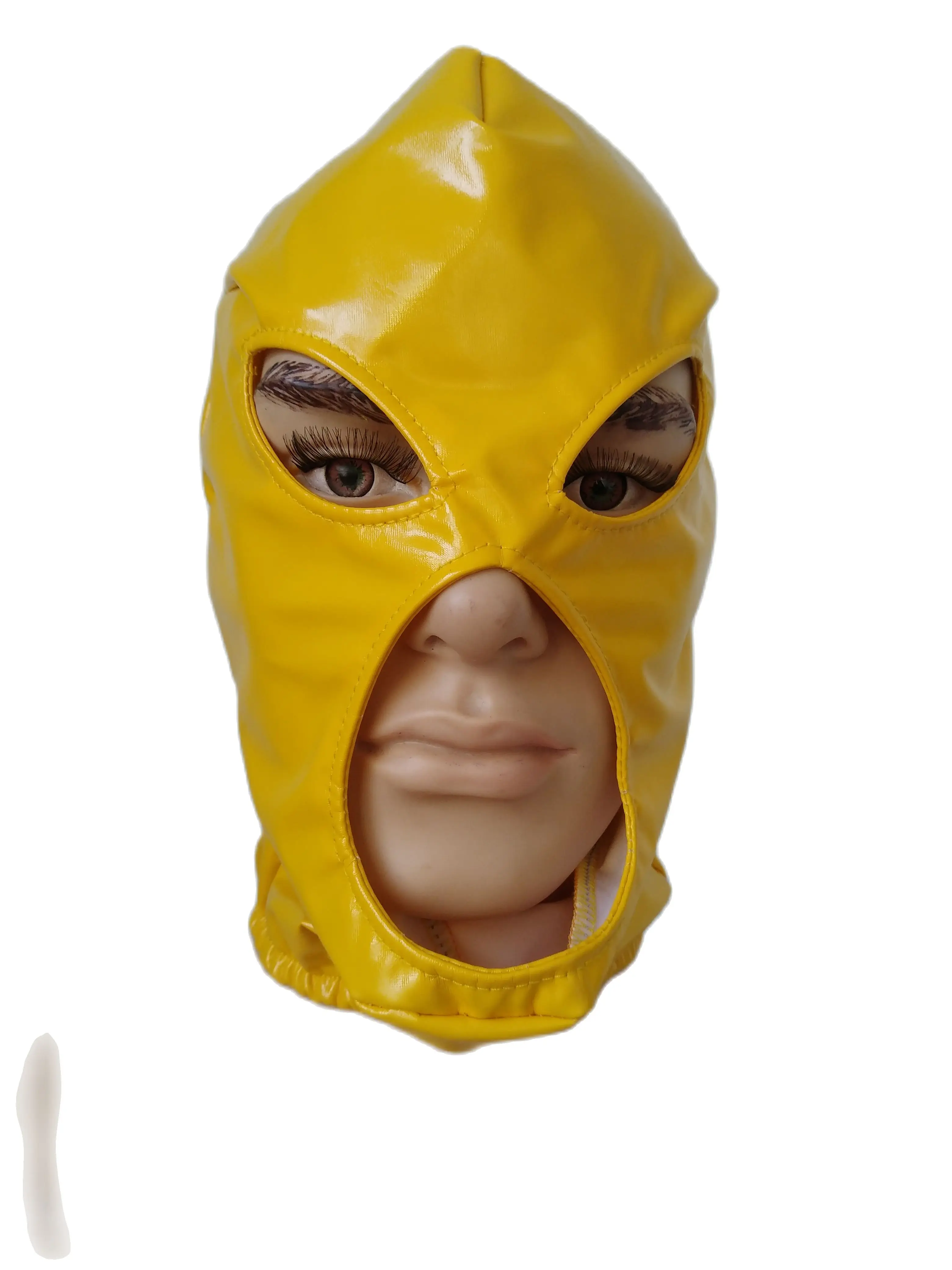 Masques jaunes d'halloween, Costumes de Cosplay, masque en Faux cuir PVC pour adultes, accessoires de fête Zentai unisexes