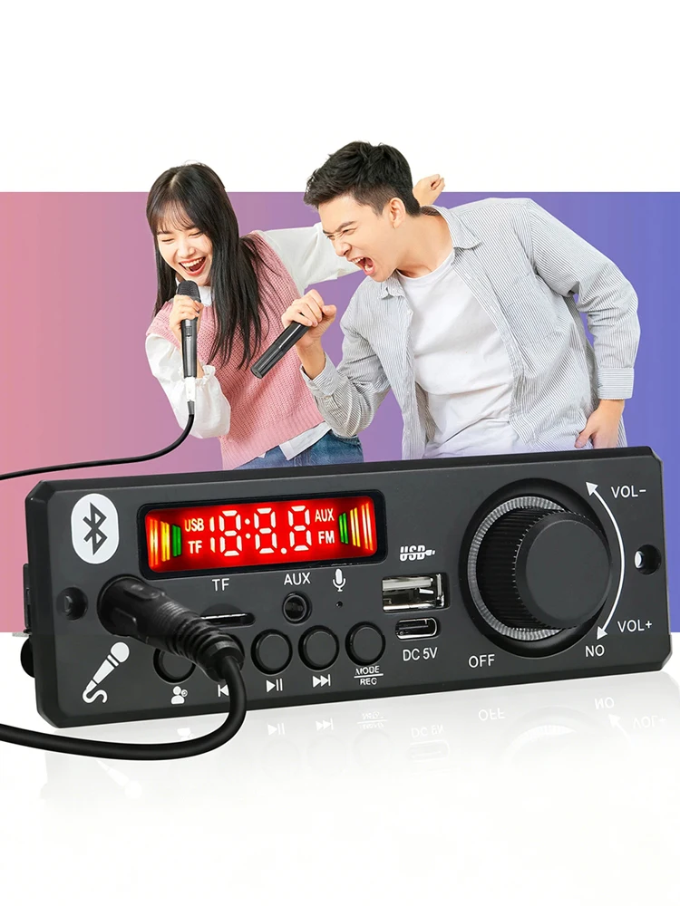 Wzmacniacz KEBIDU 160W Bluetooth 5.0 Odtwarzacz MP3 Płytka Dekodująca MP3 Moduł Głośnikowy DIY do Domowego Audio 6.5mm Mikrofon Pokrętło USB TF Radio FM — zdjęcie produktu 7