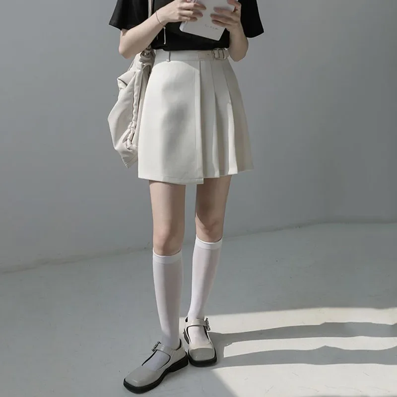 Women High Waisted Pleated Skirt Korean Fashion Irregular Spliced A-line Skirts Female Spring Summer New Streetwear Short Skirt