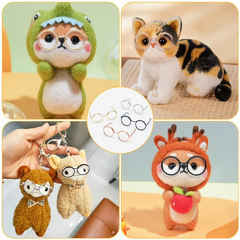 24 Stück Mini-Rundbrillen für Puppen und Bastelarbeiten – 1,38 Zoll, langlebiges Eisen, verschiedene Farben, perfekt für DIY-Projekte und Handarbeiten – Detail 3