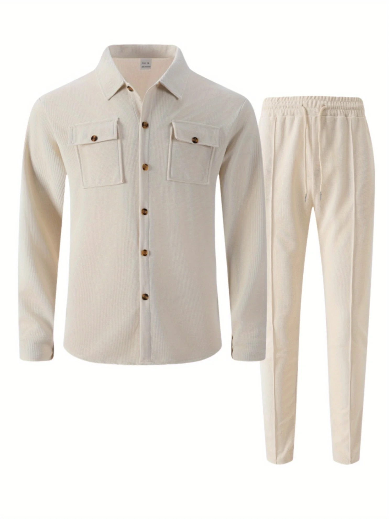 خريف جديد الهراء السراويل طويلة الأكمام قطعتين مجموعة بلون مزدوج جيب زر حتى سترة قميص مجموعة