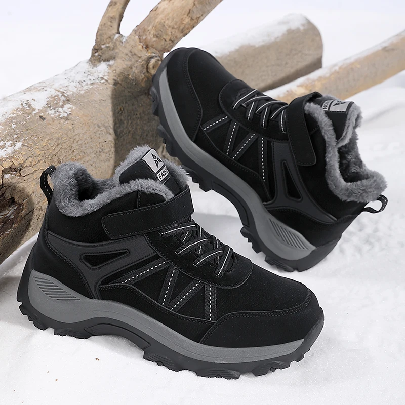 

Winter Men Hiking Shoes Women Fleece-Lined Walking Boots Snow Boots Warm Sneakers Non-slip Trekking Shoes Mountain Climbing Shoe