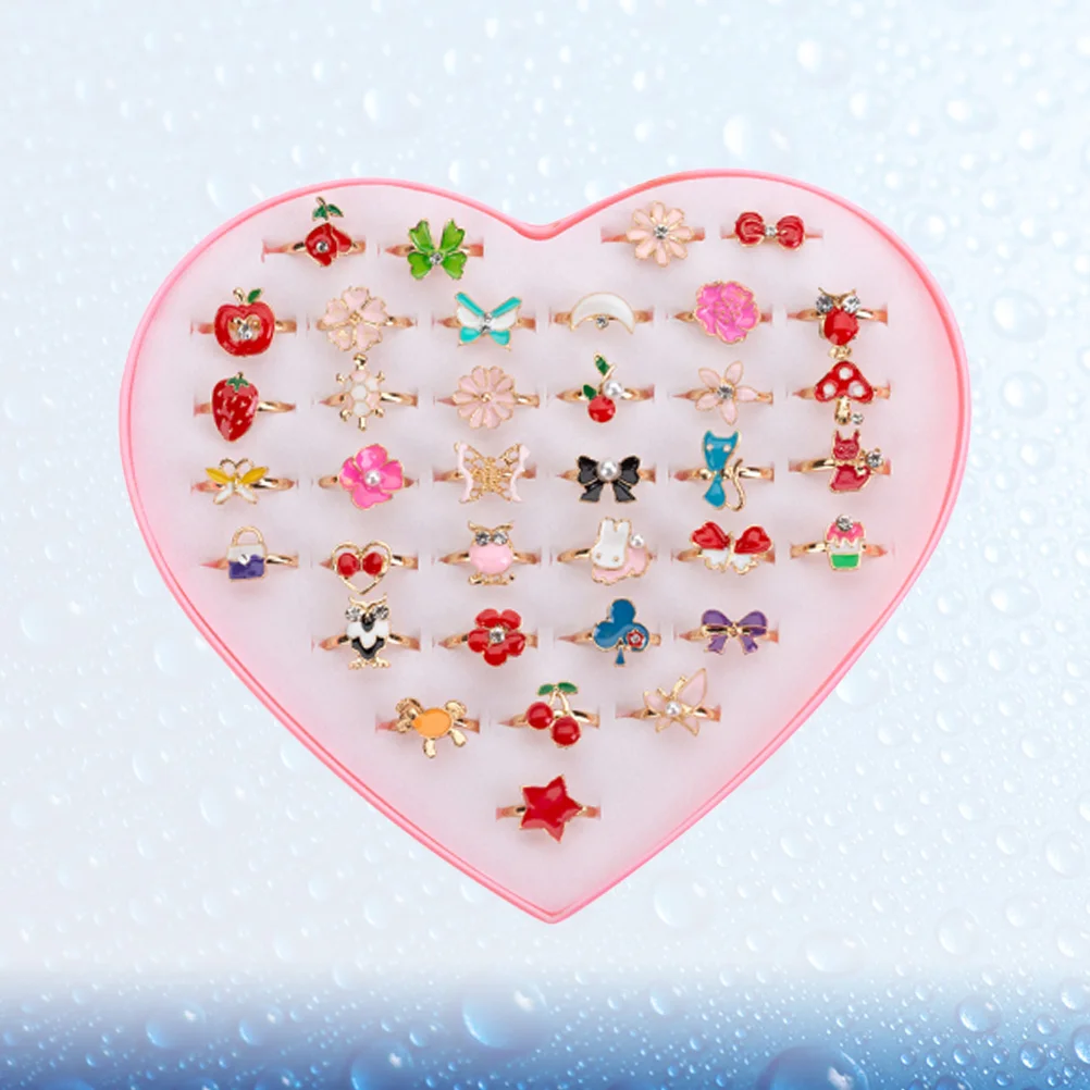 36 Pcs Finger Ring Party Supplies Cartoon Kids Rings Alloy Jewelry Toys Girls Child