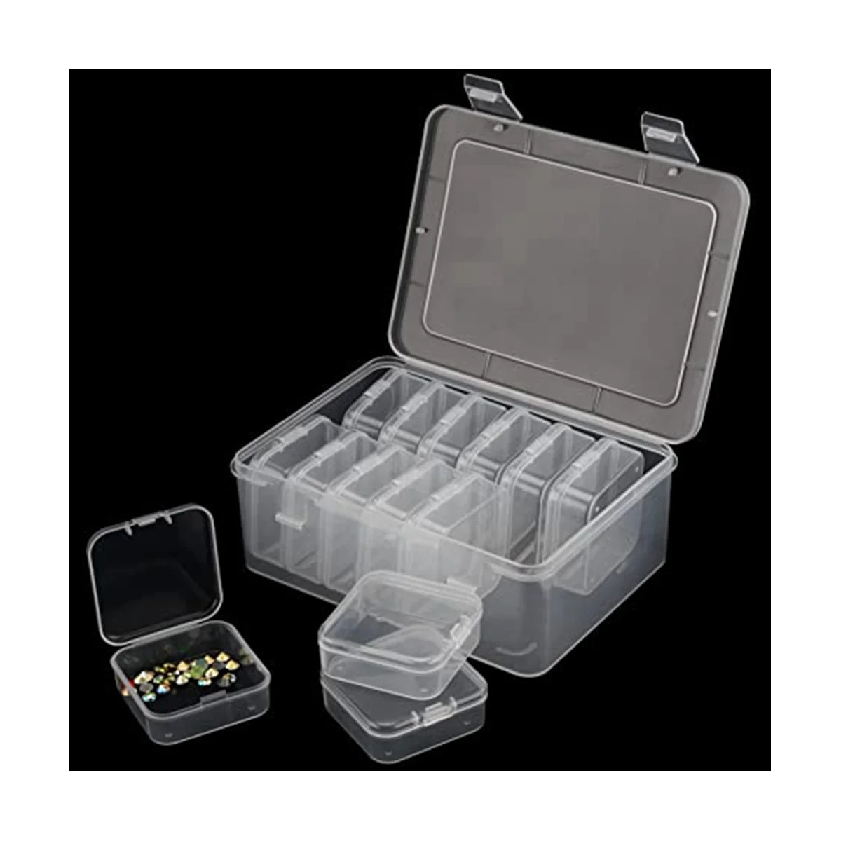 3 Pack Mini Bead Storage Box, Clear Bead Storage Box with Lid, Rectangular Clear Diamond Jewelry Box, Crafts