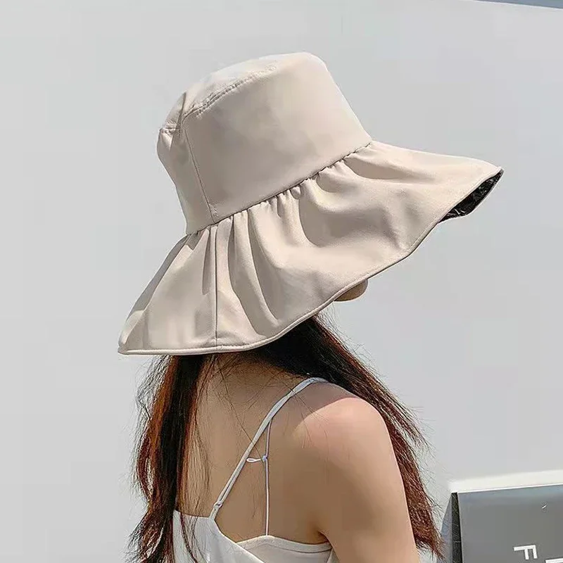 Wide Brim UPF 50+ Sun Hat Women Anti-UV Protection Hiking Fisherman Cap Fold Summer Solid Beach Accessories 2024 Sun Hat