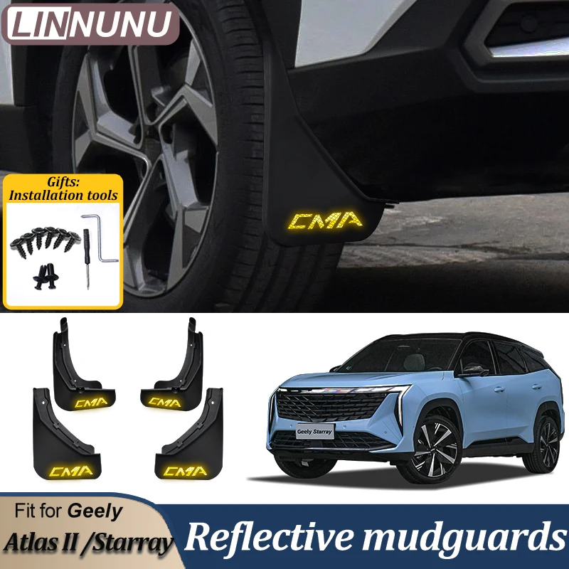 LINNUNU Mudguards Fender For Geely Atlas II Geely Starray 2023-24 Front Rear Wheels Mudflaps Splash Guard Mud Flap Car Accessory