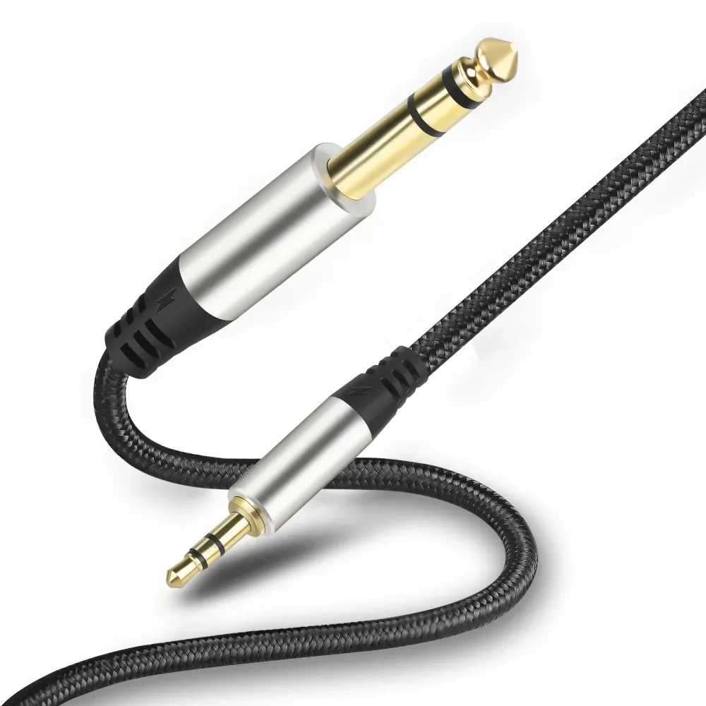 Cable de audio estéreo, 6,35 mm 1/4" macho a 3,5 mm 1/8" macho TRS Cable de audio estéreo bidireccional Jack 4 pies para guitarra, iPod, computadora portátil