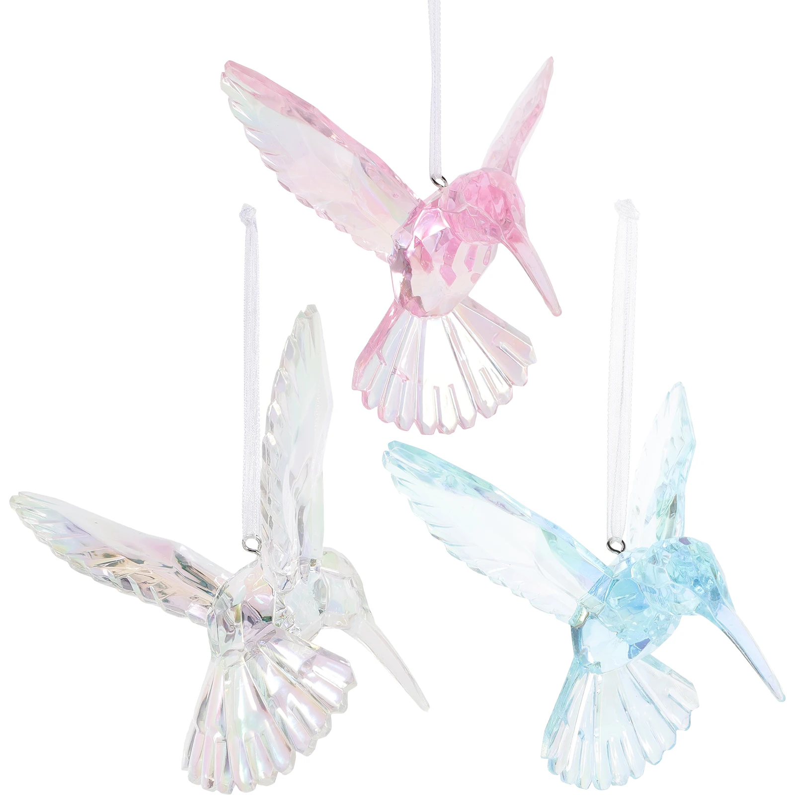 

3 Pcs Artificial Colorful Hummingbird Cage Christmas Decorations Clear Acrylic s
