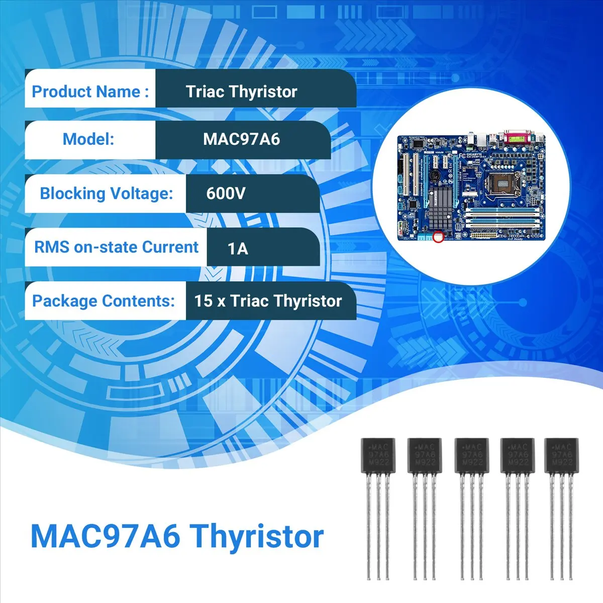 L77A 15 Pcs MAC97A6 97A6 Bi-directional Thyristor 600V 1A