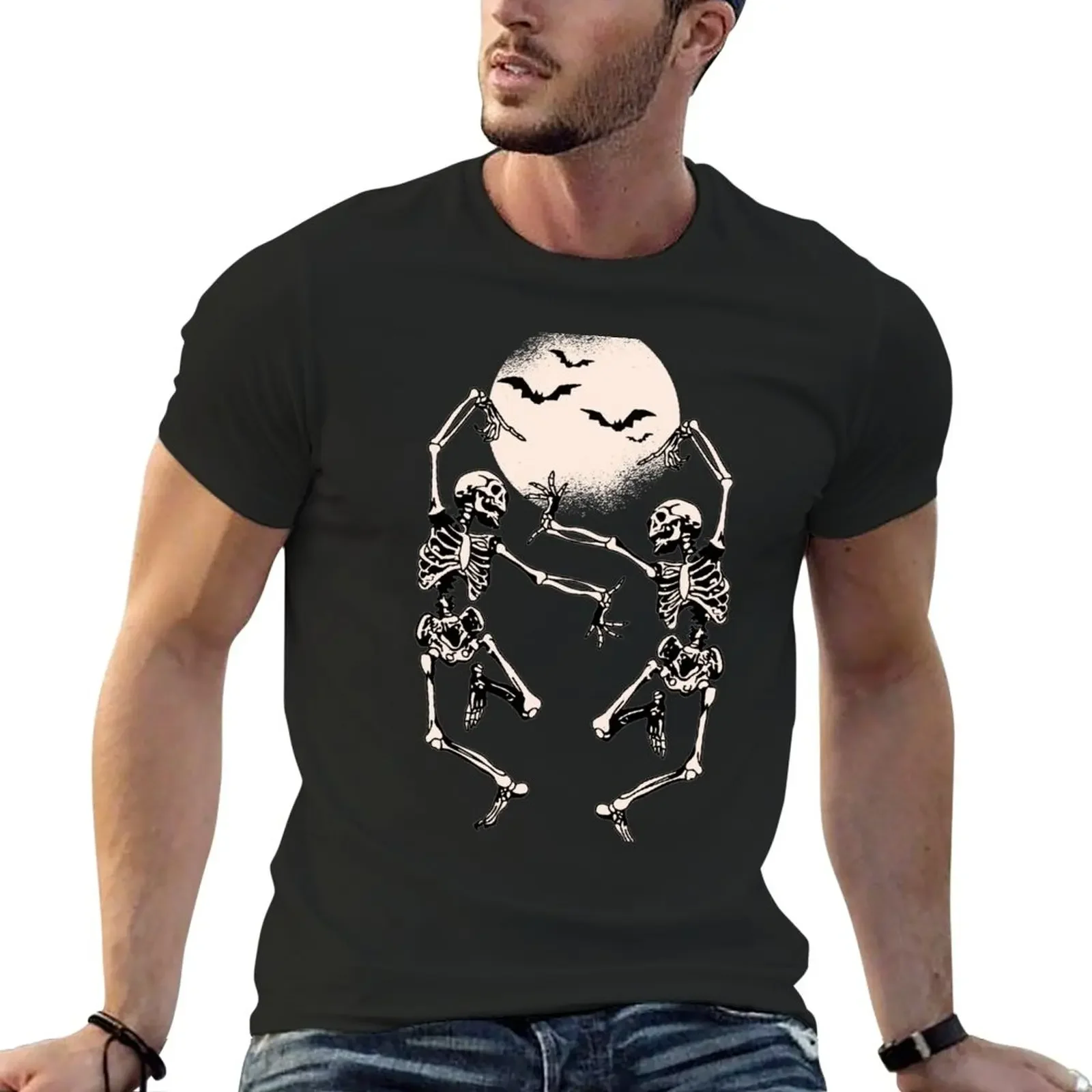 

FUNNY SKELETON DANCING HALLOWEEN T-Shirt Short sleeve tee new edition men t shirt